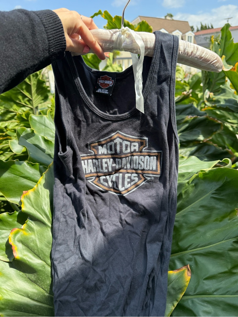 Harley-Davidson Black Tank with White and Orange Logo
